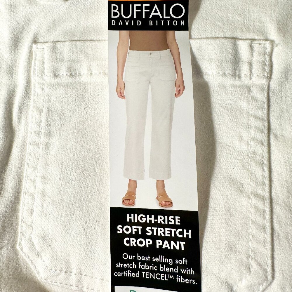 Buffalo Women's Brigette Jeans Size 16 White High-rise Stretch Crop Pant (NEW)